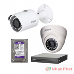 Lắp trọn bộ 2 camera giám sát 1.0Mpx Dahua