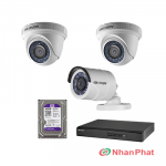 Lắp trọn bộ 3 camera quan sát 1.0Mpx Hikvision
