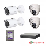 Lắp trọn bộ 4 camera giám sát 1.0Mpx Dahua