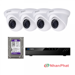Lắp trọn bộ 4 camera IP 1.0Mpx Kbvision